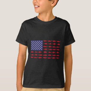 Amerikansk Flagga Byss Fiske Kid Pojke Ungdom Kvin T Shirt