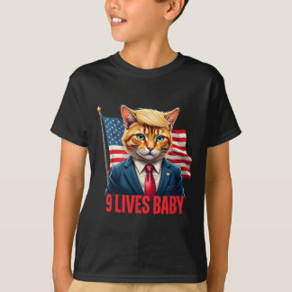 Amerikansk Flagga Cat in Suite Donald Trump Nine L T Shirt