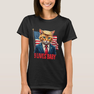 Amerikansk Flagga Cat in Suite Donald Trump Nine L T Shirt