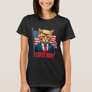 Amerikansk Flagga Cat in Suite Donald Trump Nine L T Shirt