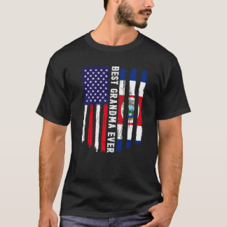 Amerikansk Flagga & Costa Rica Flagga Best Grandma T Shirt