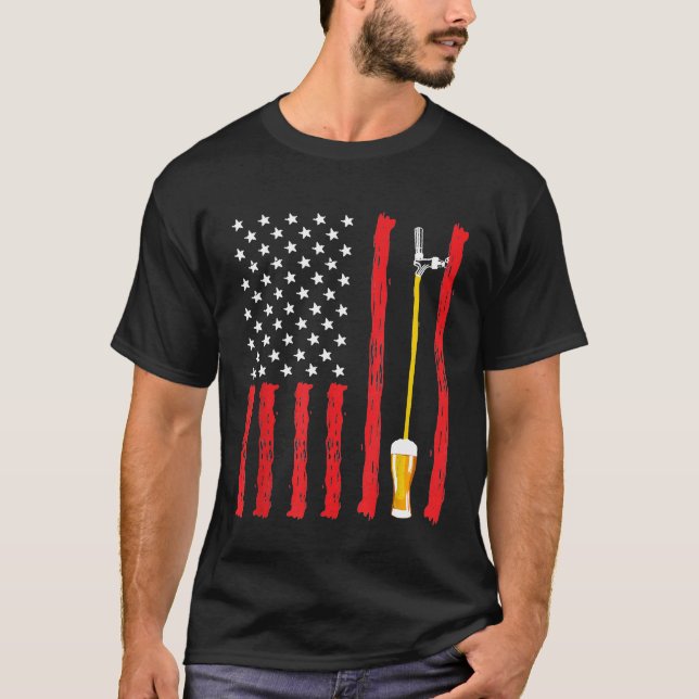 Amerikansk Flagga Craft Beer Brewery Design T Shirt (Framsida)