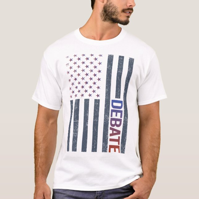 Amerikansk Flagga Debatt T Shirt (Framsida)