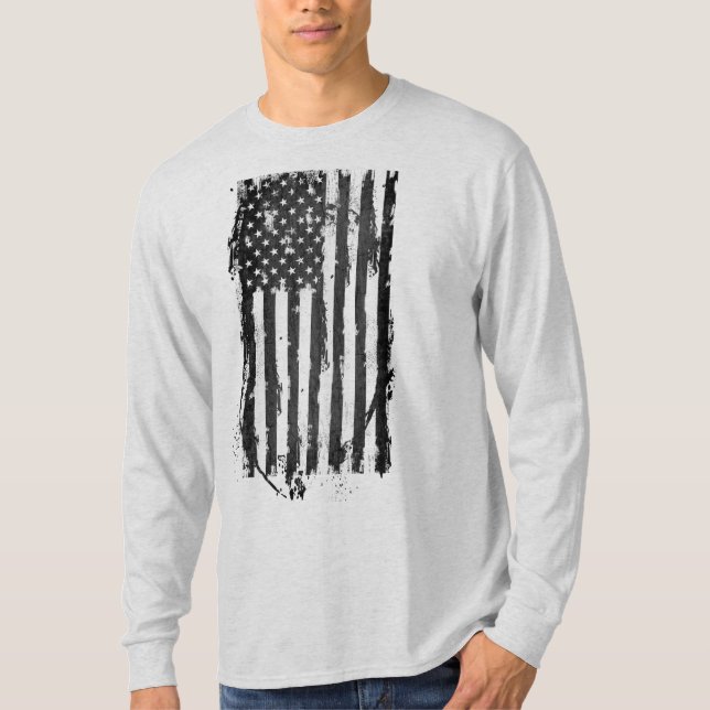 Amerikansk flagga Distressed Svart T-Shirt (Framsida)