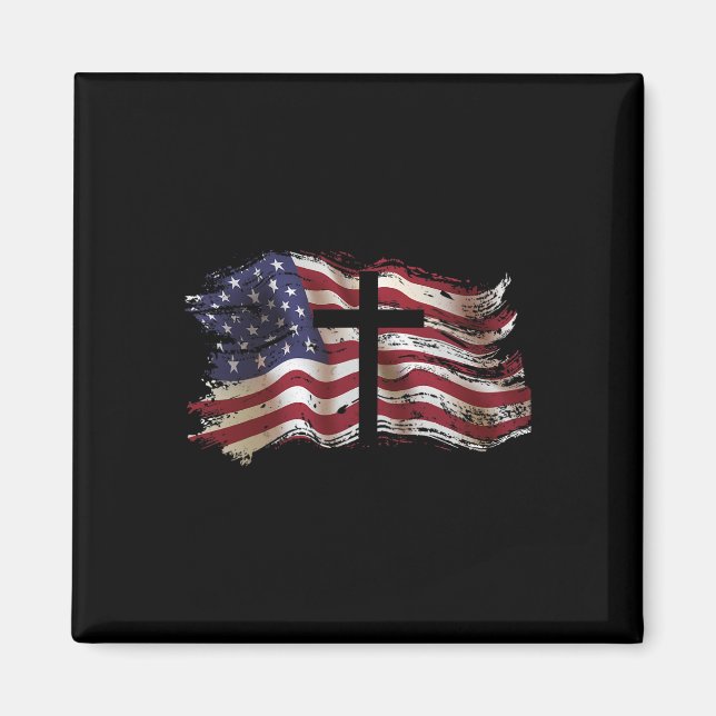 Amerikansk flagga Distressed Upp och Ner USA Magnet (Framsidan)