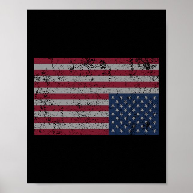 Amerikansk flagga Distressed Upp och Ner USA Poster (Framsidan)