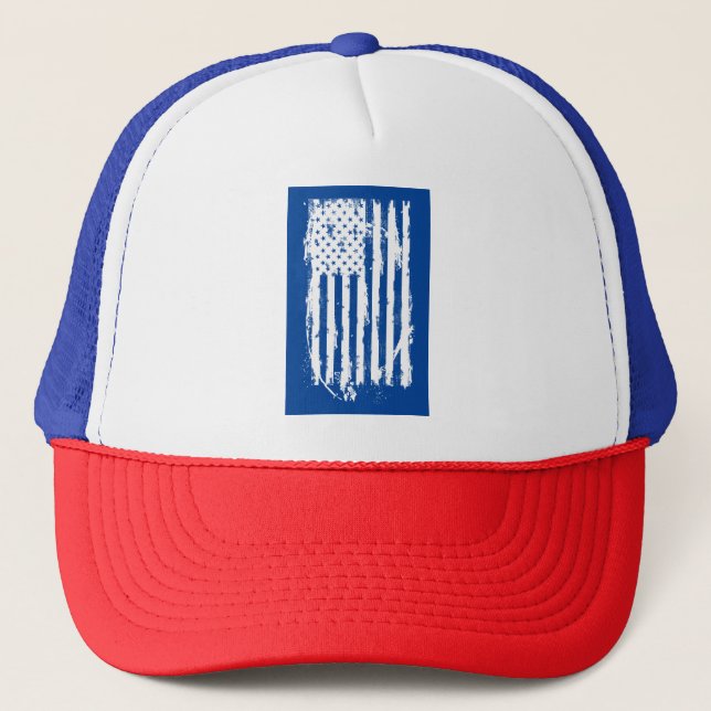 Amerikansk flagga Distressed Vit Keps (Framsida)