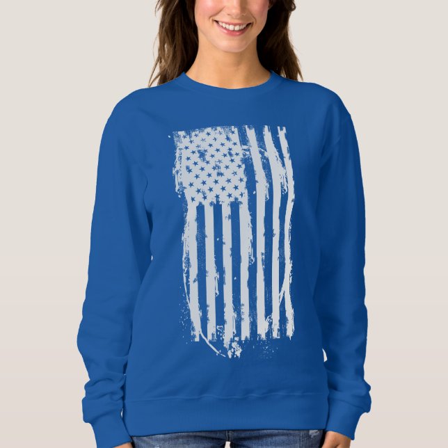 Amerikansk flagga Distressed Vit T Shirt (Framsida)