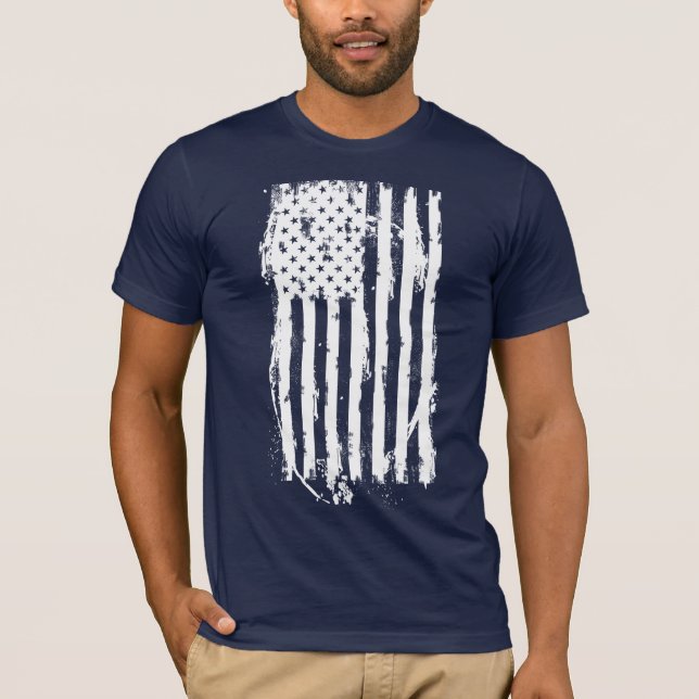 Amerikansk flagga Distressed Vit T Shirt (Framsida)