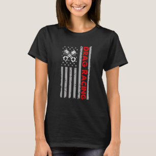 Amerikansk Flagga Drag Tävla Car Tävling USA flag T Shirt
