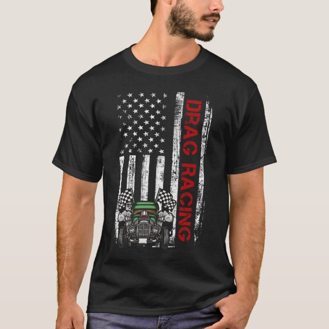 Amerikansk Flagga Drag Tävla Raster Träd Light för T Shirt (Framsida)