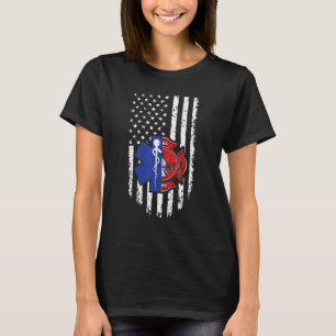 Amerikansk flagga Emt brandman akutmedicinsk T Shirt