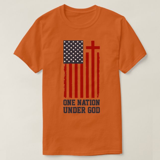 Amerikansk Flagga en nation under Gud 2 T Shirt (Design framsida)