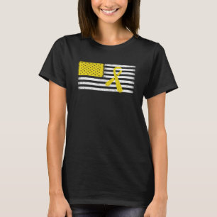 Amerikansk Flagga Endometriosis Gult Ribbon Awaren T Shirt