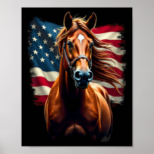 amerikansk Flagga Equestrien Poster