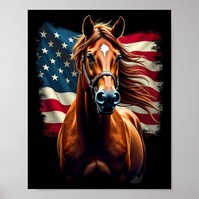  amerikansk Flagga Equestrien Poster (Framsidan)