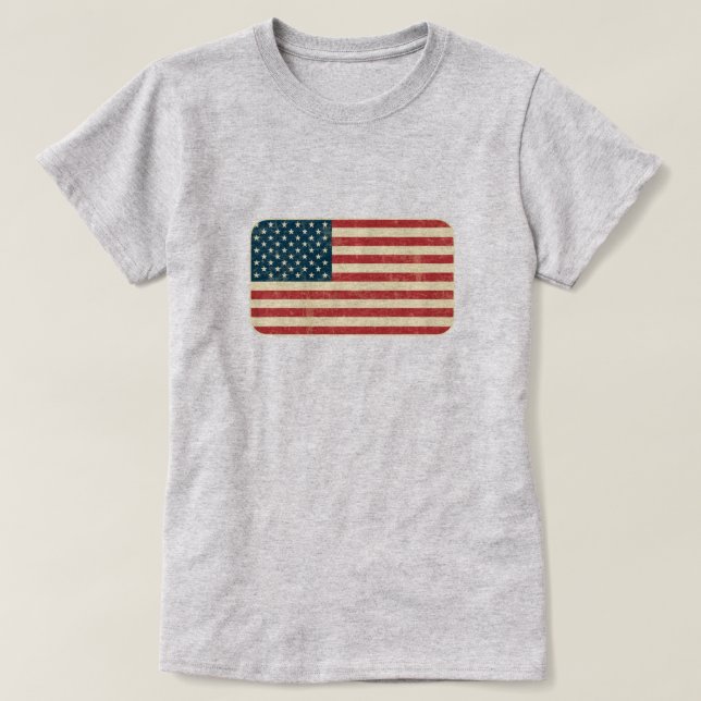 Amerikansk Flagga Fäst T Shirt (Design framsida)