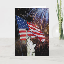 Amerikansk Flagga, Fireworks och Frihetsgudinnan Kort