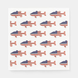 Amerikansk Flagga Fish On White Pappersservett