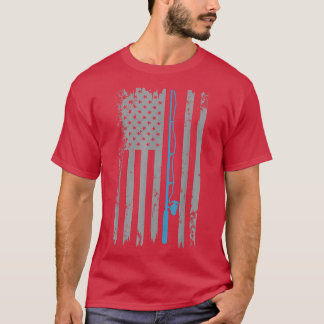 Amerikansk Flagga Fishing Vintage American Flagga T Shirt