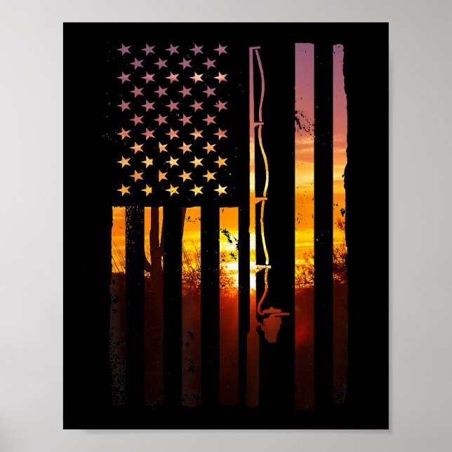 Amerikansk Flagga Fisk Fiskare Fiskare Rolig Abbor Poster (Framsidan)