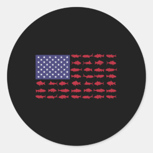 Amerikansk Flagga Fiskertröja 4 juli Patriotic Kid Runt Klistermärke