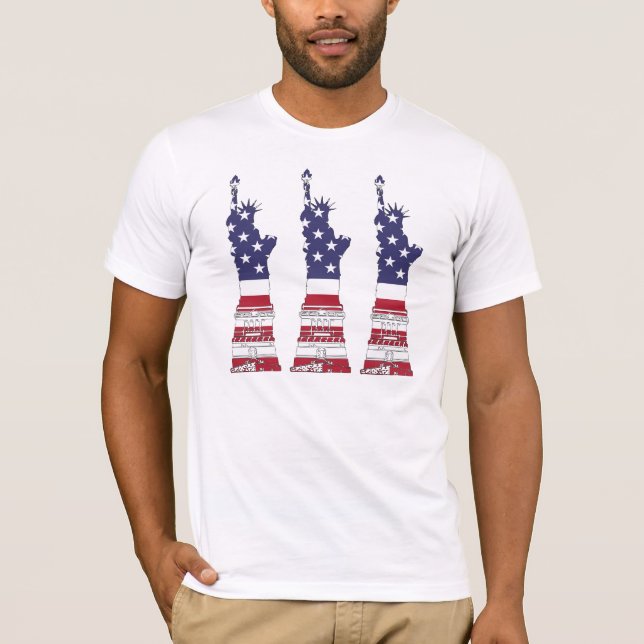 Amerikansk Flagga, Frihetsgudinnan, 4 juli T Shirt (Framsida)