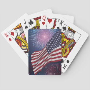 Amerikansk flagga & fyrverkerier casinokort