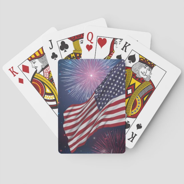 Amerikansk flagga & fyrverkerier casinokort (Baksidan)