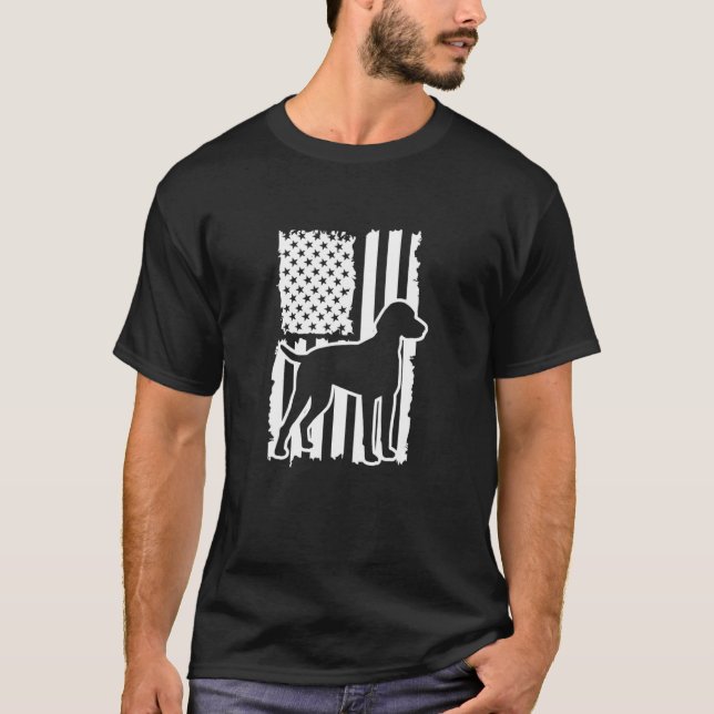 Amerikansk Flagga German Shorthar Pointer Hunting  T Shirt (Framsida)