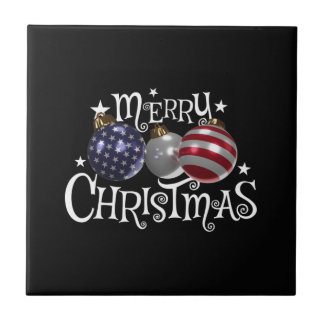 Amerikansk Flagga God Jul Trädprydnader US Patriot Kakelplatta