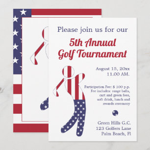 Amerikansk Flagga Golf Tournament-inbjudan Inbjudningar
