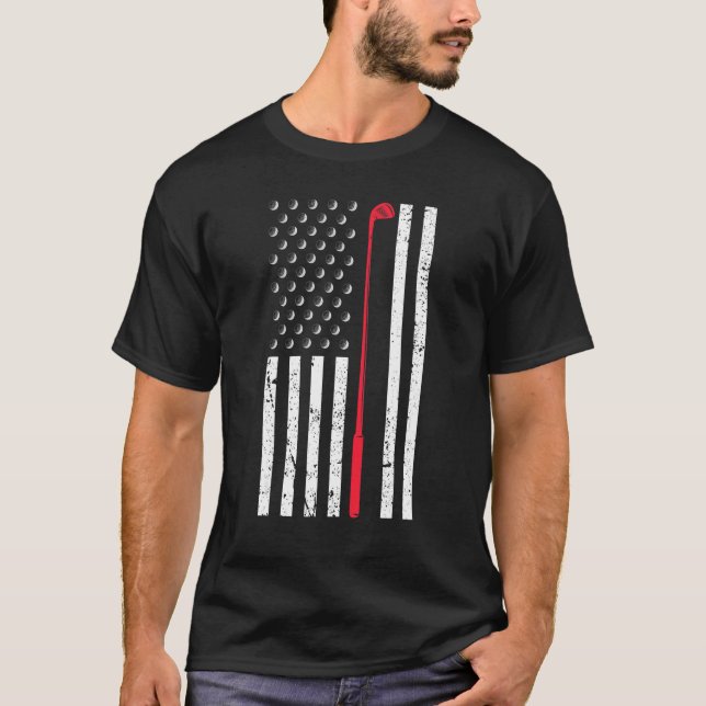 Amerikansk Flagga Golfpresenter för Golfare 4:e Ju T Shirt (Framsida)