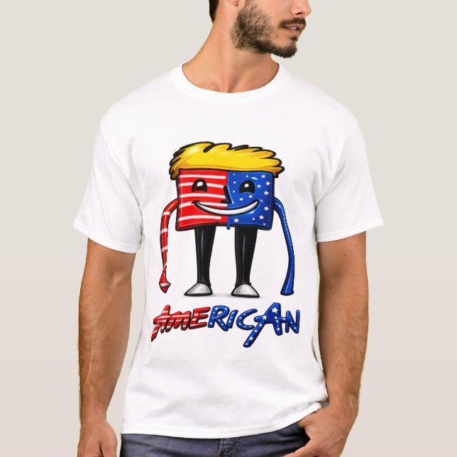 amerikansk flagga grafisk herrkläder t shirt (Framsida)
