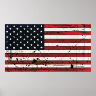 Amerikansk flagga grunge-poster poster
