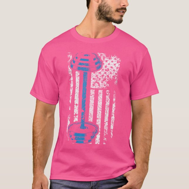 Amerikansk Flagga Gym och Fitness Weight Lyfts Gif T Shirt (Framsida)
