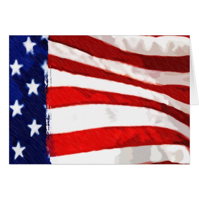 Amerikansk Flagga Hälsningskort (Framsidan Horizontal)