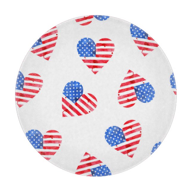 Amerikansk Flagga Hearts Watercolor Seamless. (Framsidan)