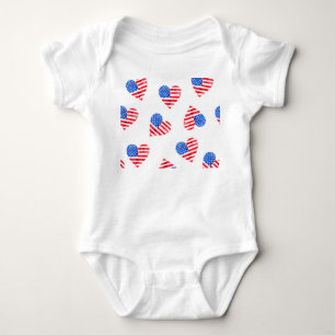 Amerikansk Flagga Hearts Watercolor Seamless. T Shirt