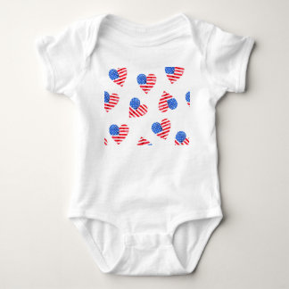 Amerikansk Flagga Hearts Watercolor Seamless. T Shirt