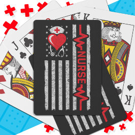 Amerikansk Flagga Hero Heart Life Nurse-uppskattni Casinokort