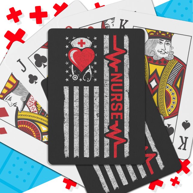 Amerikansk Flagga Hero Heart Life Nurse-uppskattni Casinokort (Skapare uppladdad)