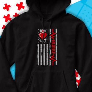 Amerikansk Flagga Hero Heart Life Nurse-uppskattni Hoodie