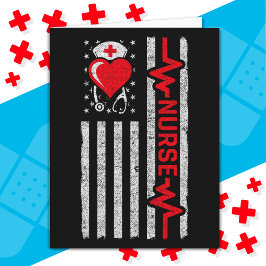 Amerikansk Flagga Hero Heart Life Nurse-uppskattni Kort