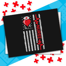 Amerikansk Flagga Hero Heart Life Nurse-uppskattni Vykort