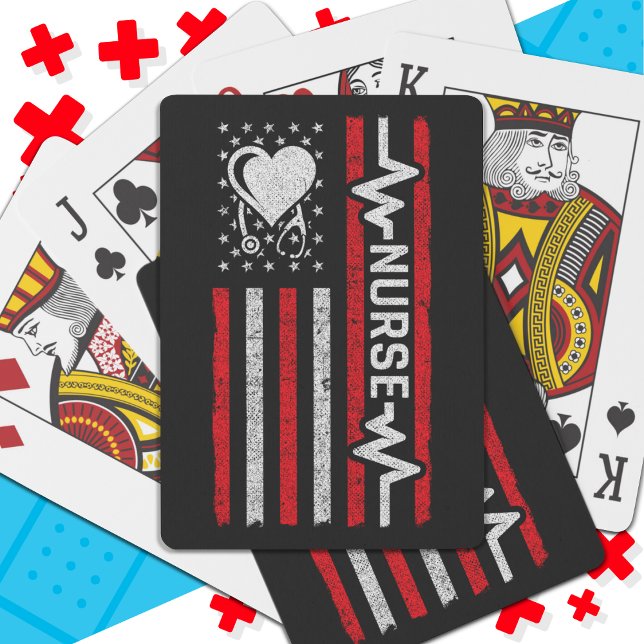 Amerikansk Flagga Hero Heart Nurse-uppskattning Casinokort (Skapare uppladdad)