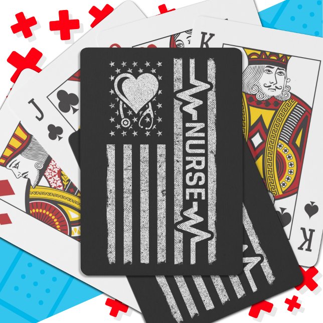 Amerikansk Flagga Hero Heart Nurse-uppskattning Casinokort (Skapare uppladdad)