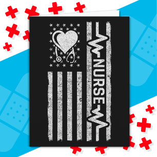 Amerikansk Flagga Hero Heart Nurse-uppskattning Kort