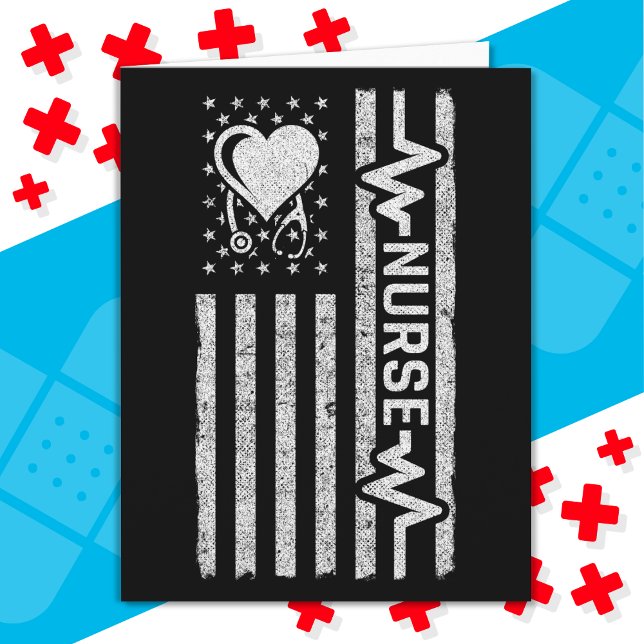 Amerikansk Flagga Hero Heart Nurse-uppskattning Kort (Skapare uppladdad)