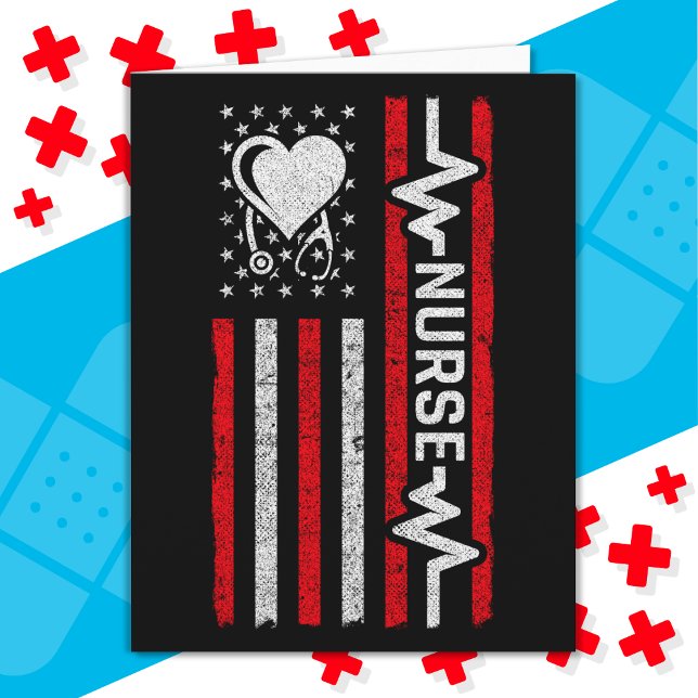 Amerikansk Flagga Hero Heart Nurse-uppskattning Kort (Skapare uppladdad)